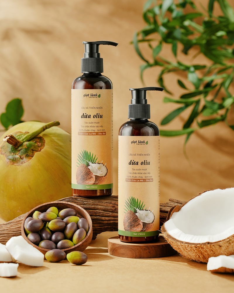 [2 chai] Dầu xả thiên nhiên Dừa oliu – Giọt Lành
