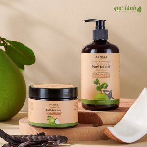 [Bộ Gội – Ủ] Bộ sản phẩm Dầu Gội Bưởi Bồ kết - Ủ tóc Bưởi Dừa non Giọt Lành