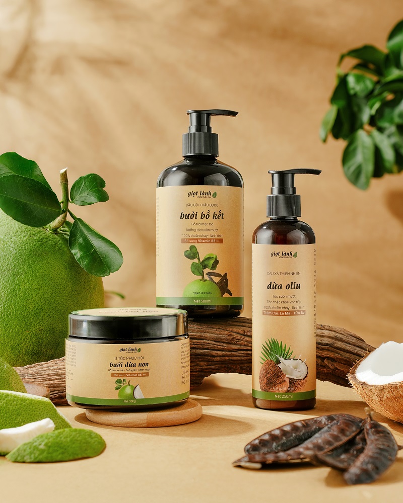 [Bộ Gội – Xả – Ủ] Bộ 3 sản phẩm chăm sóc tóc, phục hồi hư tổn Giọt Lành