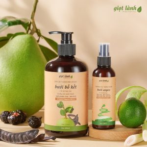 [Bộ Gội – Xịt Dưỡng] Bộ sản phẩm Dầu Gội Bưởi Bồ kết - Xịt dưỡng tóc Bưởi Giọt Lành