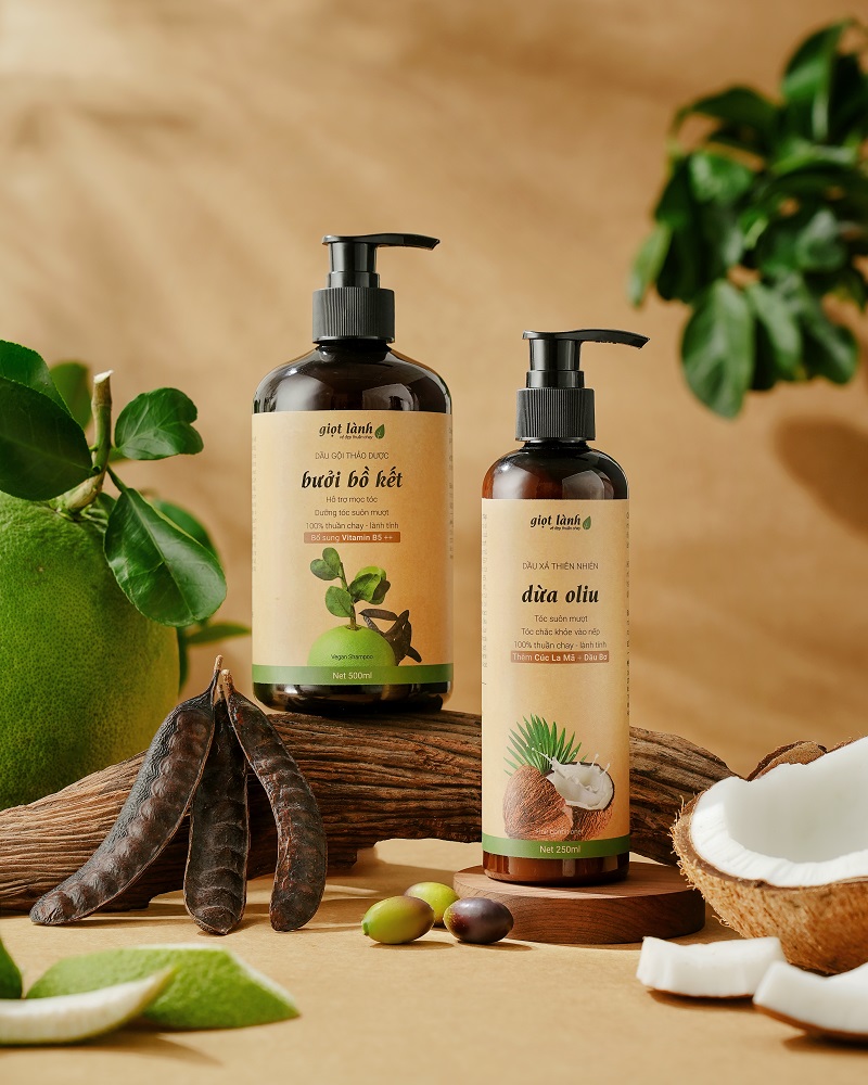 Cặp Dầu gội Dầu xả thảo dược hỗ trợ mọc tóc - Giọt Lành Cặp Dầu gội Dầu xả thảo dược hỗ trợ mọc tóc - Giọt Lành