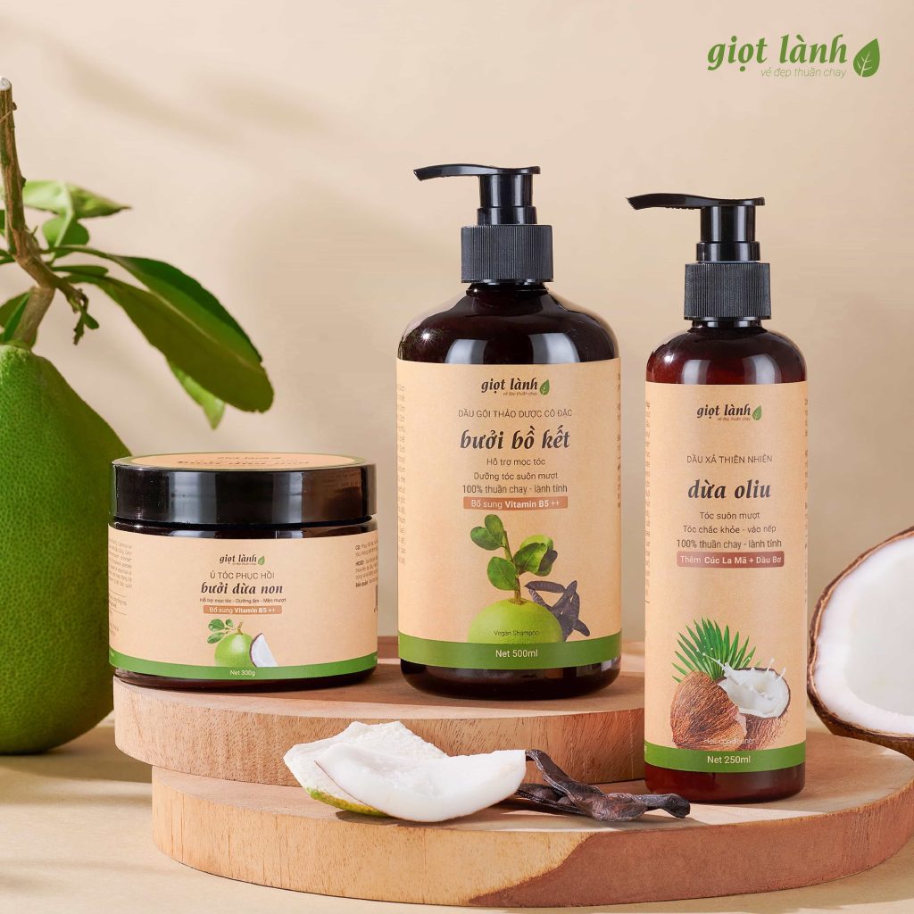 [Bộ Gội – Xả – Ủ] Bộ 3 sản phẩm chăm sóc tóc, phục hồi hư tổn Giọt Lành