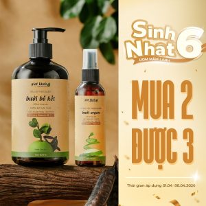 [Bộ Gội – Xịt Dưỡng] Bộ sản phẩm Dầu Gội Bưởi Bồ kết - Xịt dưỡng tóc Bưởi Giọt Lành
