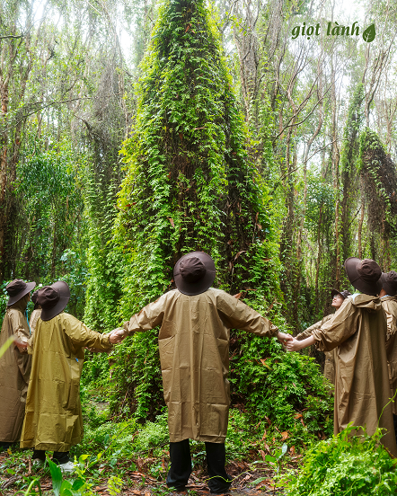 Một vòng tròn nhỏ tạo bởi vòng tay Giọt Lành giữa cơn mưa rừng thiêng