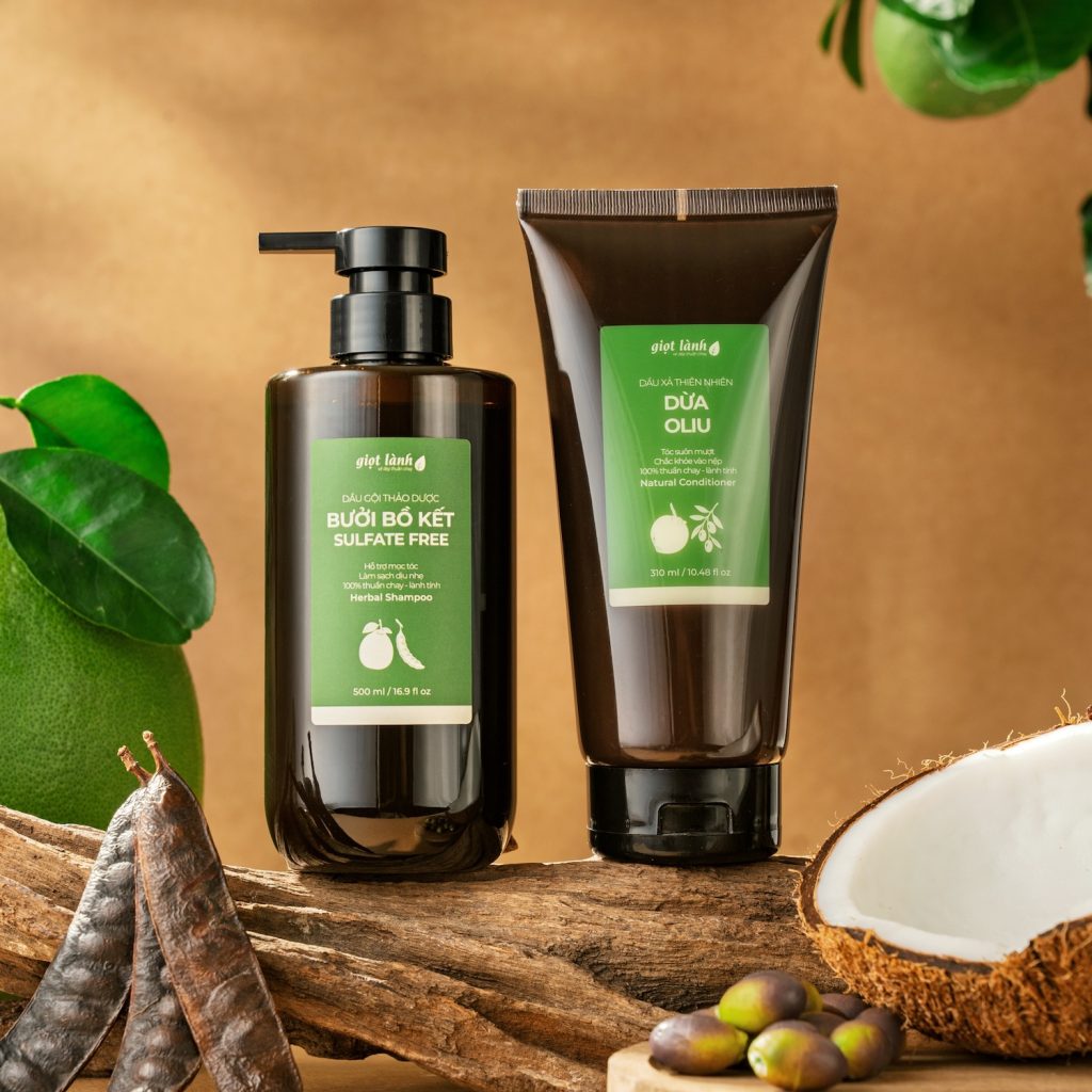 Combo dầu gội bồ kết không sulfate - Dầu xả dừa oliu 310ml