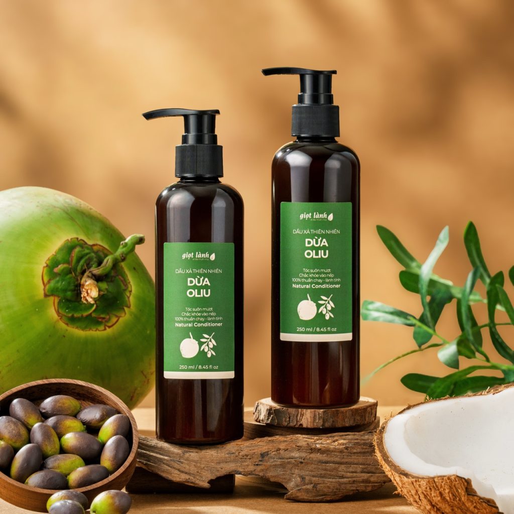 [2 chai] Dầu xả thiên nhiên Dừa oliu – Giọt Lành