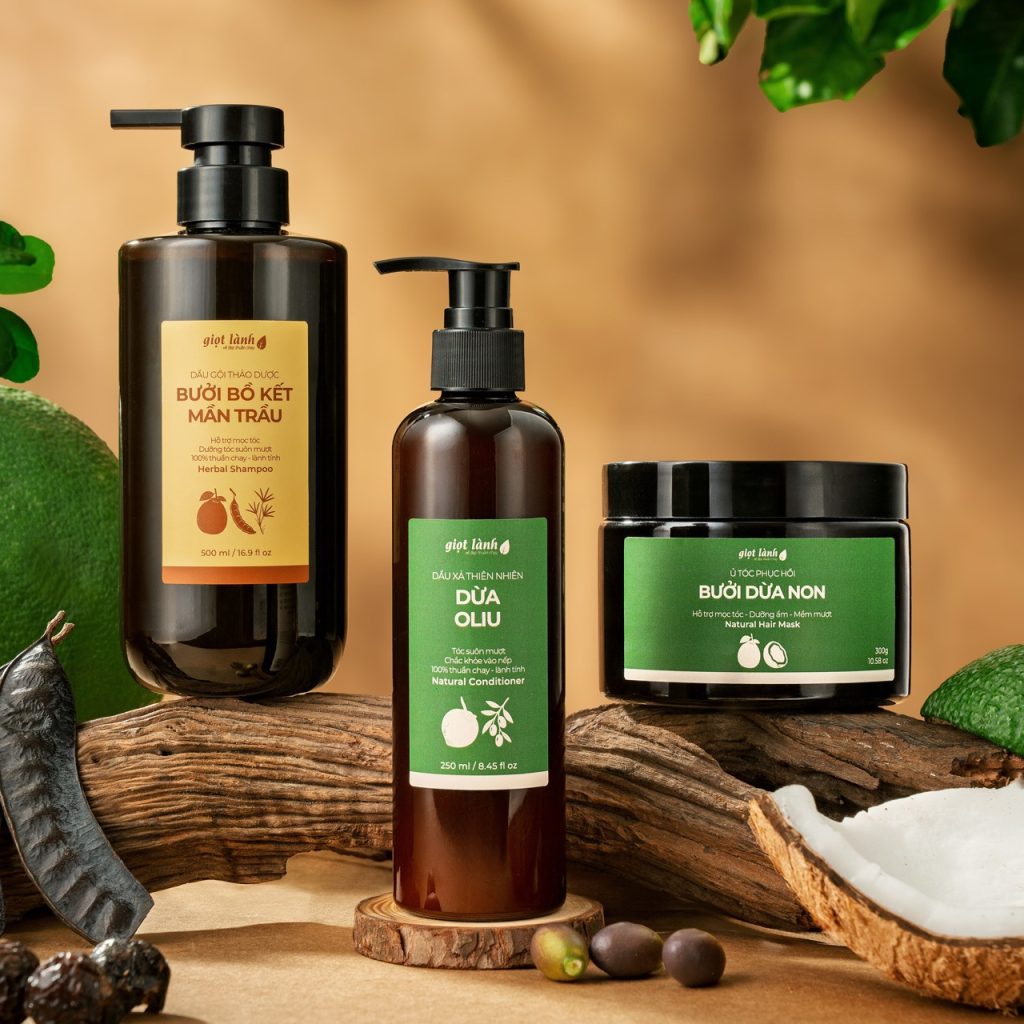 [Bộ Gội – Xả – Ủ] Bộ 3 sản phẩm chăm sóc tóc, phục hồi hư tổn Giọt Lành